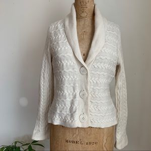 Ralph Lauren cream cable knit cardigan sweater
